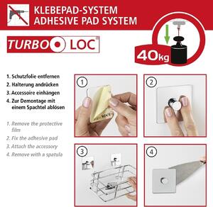 Suport autoadeziv pentru prosoape, Wenko, Turbo-Loc®, 6.5 x 6.5 x 3.5 cm, plastic/inox