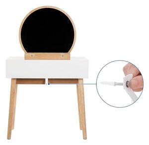 Măsuță de toaletă din lemn cu oglindă, scaun și două sertare Songmics