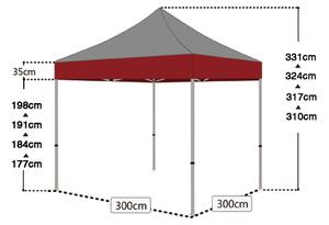 Cort pavilion 3x3 m roșu All-in-One