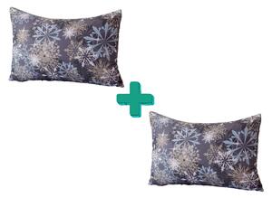 Set 2 bucati huse decorative pentru perna SNOWFLAKE 50x70cm, albastru-gri