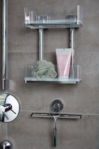 Polita pentru baie, Wenko, Quadro Vacuum-Loc®, 25.5 x 32.5 x 14 cm, inox/plastic