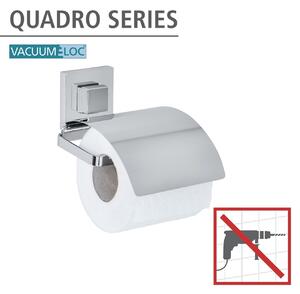 Suport pentru hartie igienica, Wenko, Quadro Vacuum-Loc®, 13 x 11.5 x 14 cm, inox/plastic