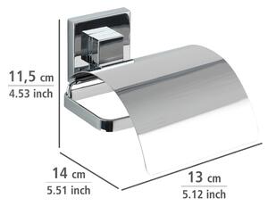 Suport pentru hartie igienica, Wenko, Quadro Vacuum-Loc®, 13 x 11.5 x 14 cm, inox/plastic