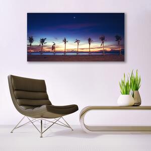 Tablou pe sticla Palm Trees Sea Beach Peisaj Maro Albastru