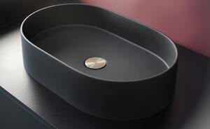 Lavoar pe blat compozit negru Deante Silia, oval, 55 cm Negru mat