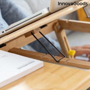 Masuta pliabila pentru laptop din bambus, Lapwood InnovaGoods, inaltime reglabila, 53.5x34 cm