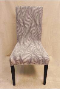 Set 6 huse elastice pentru scaune, model Jacquard, Bej in dungi