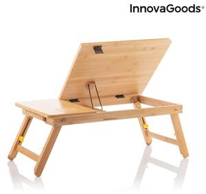Masuta pliabila pentru laptop din bambus, Lapwood InnovaGoods, inaltime reglabila, 53.5x34 cm