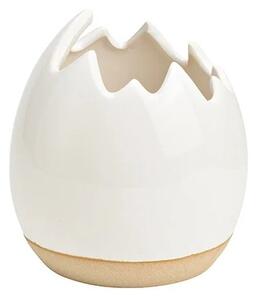 Ghiveci in forma de ou din ceramica, alb, 11 cm