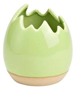 Ghiveci in forma de ou din ceramica, verde, 11 cm