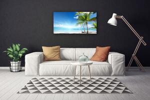 Tablou pe panza canvas Palm Sea peisaj copac Albastru Maro Verde