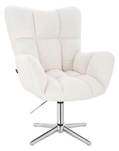 HR650CROSS Crem Boucle Scaun Bază Cromata
