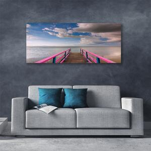 Tablou pe panza canvas Podul Marea Arhitectura Maro Roșu Albastru