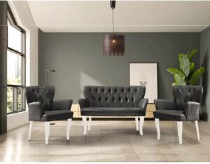 Set canapea 2 locuri cu 2 fotolii piele artificiala , Cafe Homs,negru