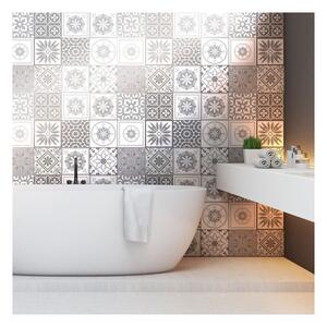 Set 12 autocolante pentru perete Ambiance Cement Tiles Shades of Gray Cordoba, 10 x 10 cm