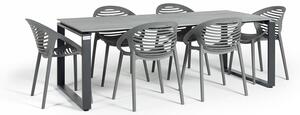 Set mobilier de grădină pentru 6 persoane cu scaune gri Joanna și masă Strong, 210 x 100 cm
