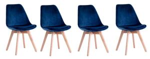 Set de scaune din catifea stil scandinav BLUE GLAMOUR 3 + 1 GRATIS