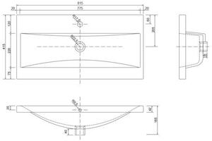 Defra Go lavoar 81x41 cm dreptunghiular mobilier alb luciu 1054