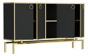 Comoda ASTORIA-C, Gauge Concept, 150x37x85 cm, PAL, negru/auriu