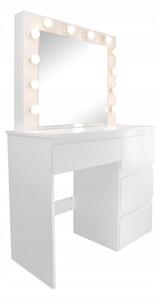 Masă de toaletă cu oglindă LED Miss White