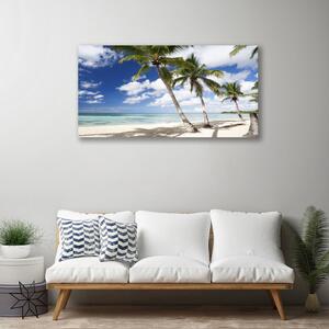Tablou pe panza canvas Sea Palm Beach Peisaj Copaci Albastru Maro Verde