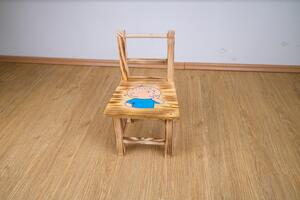 Masă din lemn pentru copii cu model Lolek și Bolek + 2 scaune