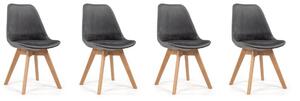 Set de scaune din catifea stil scandinav GREY GLAMOUR 3 + 1 GRATIS