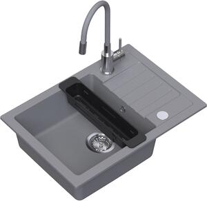 Ruvetti Natu Compact chiuveta cu baterie și accesorii gri/oțel LP_3200-NC6244GR_W
