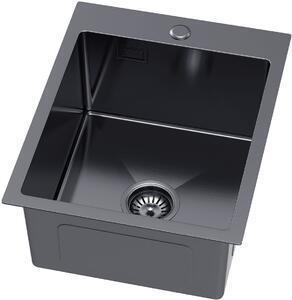 Ruvetti Masivo chiuveta cu dozator 50x40 cm grafit 5002M_PVD_GRF40_W