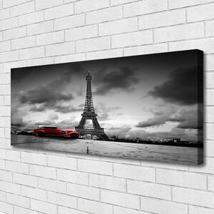 Tablou pe panza canvas Eiffelturm auto Paris Arhitectura Red Gray