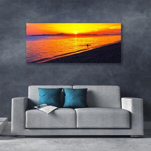 Tablou pe panza canvas Sea Sun Beach Peisaj Galben Gri Violet