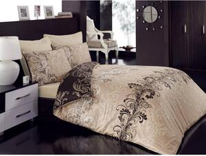 Lenjerie de pat cu cearșaf pentru pat dublu Cemile, 200 x 220 cm, bej