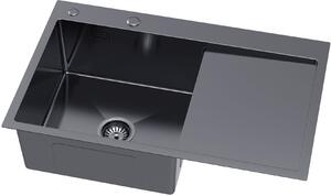 Ruvetti Masivo chiuveta cu dozator 78x49 cm grafit 5002M_PVD_GRF160_WL