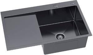 Ruvetti Masivo chiuveta cu dozator 78x49 cm grafit 5002M_PVD_GRF160_WP