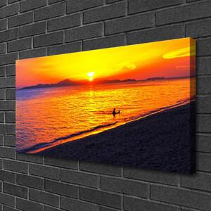 Tablou pe panza canvas Sea Sun Beach Peisaj Galben Gri Violet