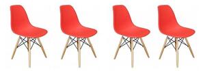 Set de scaune roșii în stil scandinav CLASSIC 3 + 1 GRATIS!