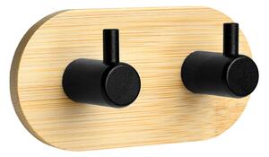 Suport de perete pentru prosoape - chei - Kendar lemn / negru 9 x 4.5 x 3 cm