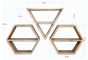 Set 3 rafturi din lemn Hexa