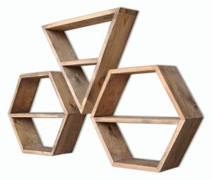 Set 3 rafturi din lemn Hexa