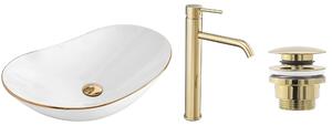 Set lavoar Royal gold edge + baterie inalta Lungo gold + dop universal gold