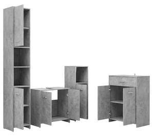 Set mobilier baie, 4 piese, gri beton
