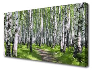 Tablou pe panza canvas Pădurea Potecă Natura Verde Maro Alb Negru