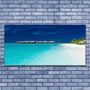 Tablou pe panza canvas Sea Beach Peisaj Albastru Alb