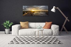 Tablou pe panza canvas Podul Marea Arhitectura Brun Gri Galben