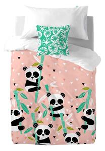 Lenjerie de pat din bumbac pentru copii Moshi Moshi Panda Garden, 140 x 200 cm