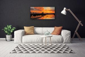 Tablou pe panza canvas Podul Mare Arhitectura Galben Maro Negru