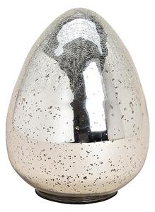Decoratiune Ou din sticla argintie 18x28 cm