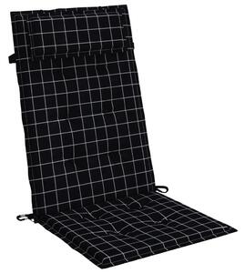 Perne scaun spătar înalt 4 buc, negru, carouri, țesătură Oxford