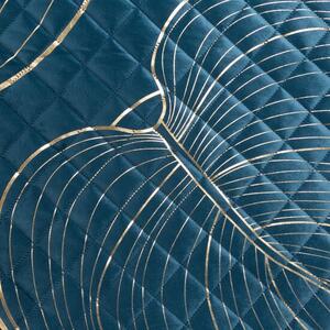 Cuvertură de pat elegantă BLANKA albastru închis cu motiv auriu Lăţime: 220 cm | Lungime: 240 cm
