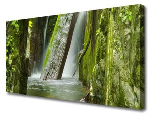 Tablou pe panza canvas Cascada Natura Verde Gri Alb